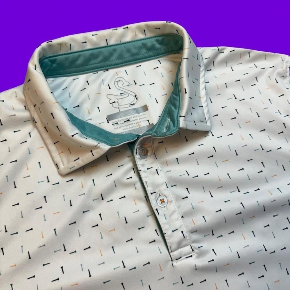SWANNIES Performance Golf Polo Shirt medium‎ all over print tees preppy